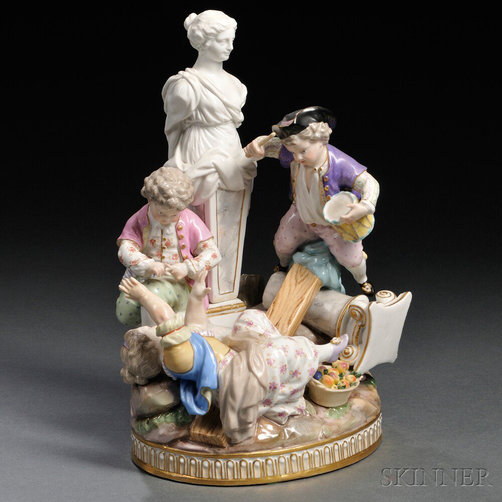 Appraisal: Meissen Porcelain Figural Group Germany late th century polychrome enameled