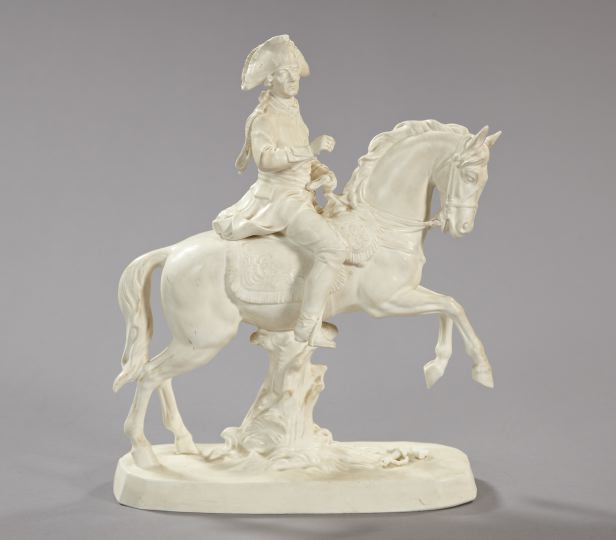 Appraisal: Good Ivory-Glazed Pottery Equestrian Figure depicting Frederick the Great of