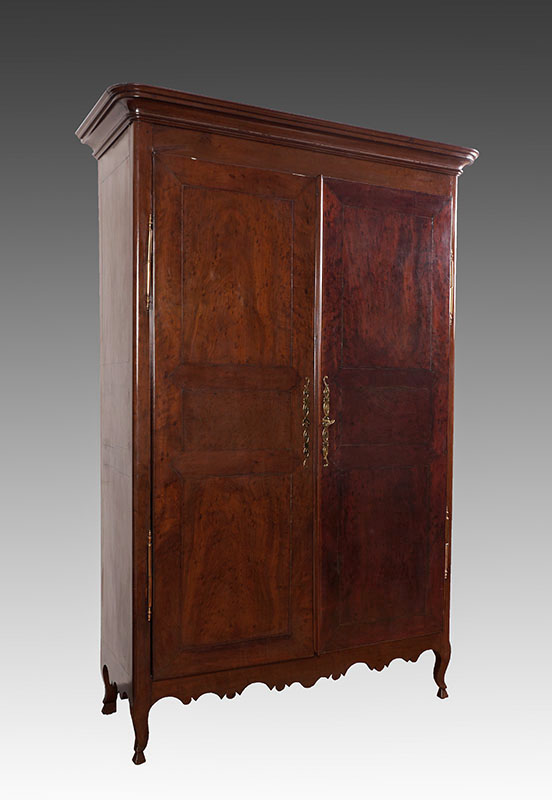 Appraisal: TH CENTURY CONTINENTAL MAHOGANY ARMOIRE Stepped cornice with rounded corners