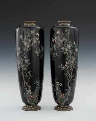 Appraisal: A Pair Of Cloisonne Vases Attributed to the Kodenji School