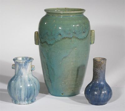 Appraisal: A Coldrum Pottery vase designed by Reginald Wells shouldered twin-handled