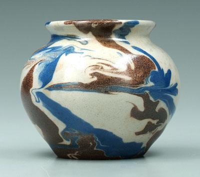 Appraisal: Auman Masten salt glaze vase swirled brown and cobalt glaze