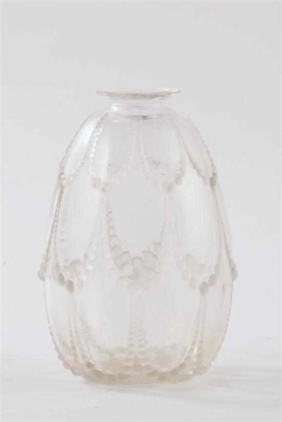 Appraisal: R Lalique Perles pattern vase circa colorless mold-blown glass with