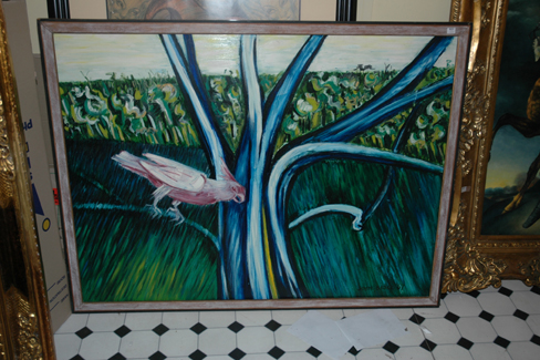 Appraisal: JOHN BROCK - Pink Galah in the Tree Oil on