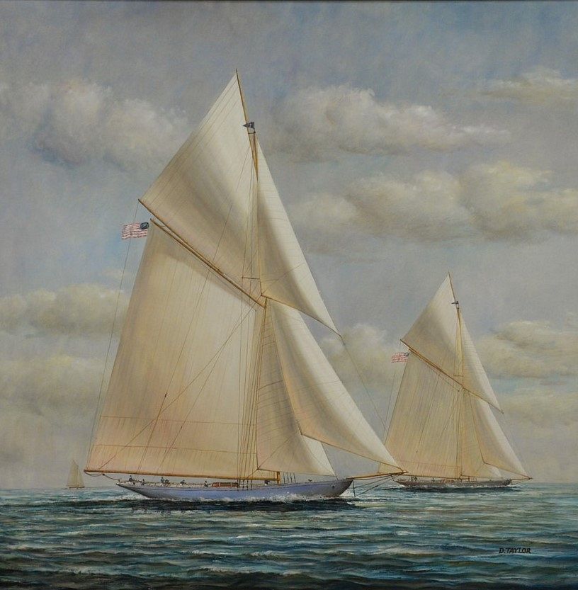 Appraisal: Taylor Sloop at Sea oil on canvas signed lower right