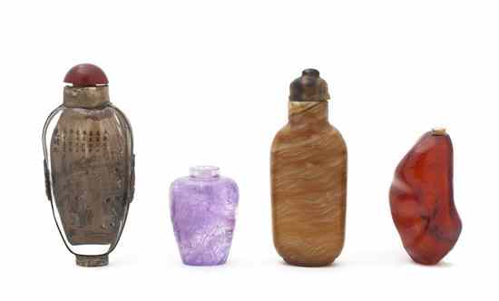 Appraisal: A Group of Four Snuff Bottles including one amber example