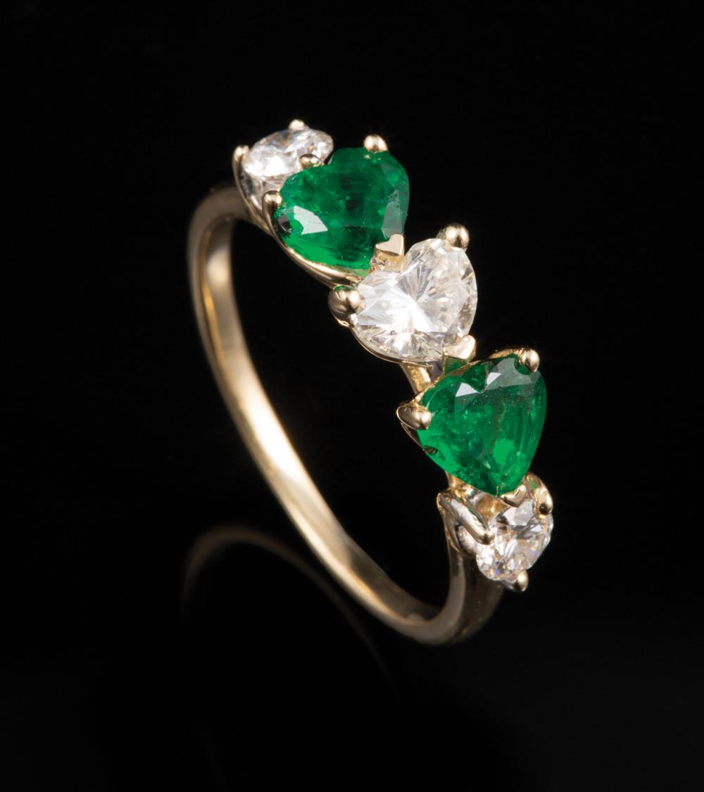 Appraisal: kt Yellow Gold Emerald and Diamond Ring comprised of prong