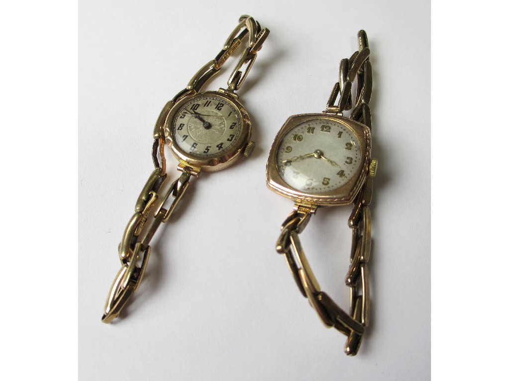 Appraisal: Two ladies early th century ct gold wrist watches one