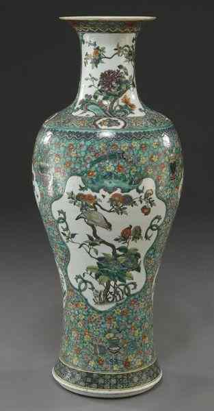 Appraisal: Large Chinese famille verte porcelain vasedepicting flowers in a landscape