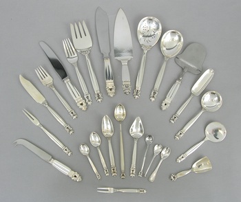 Appraisal: A Large Collection of Georg Jensen Sterling Silver Acorn Flatware