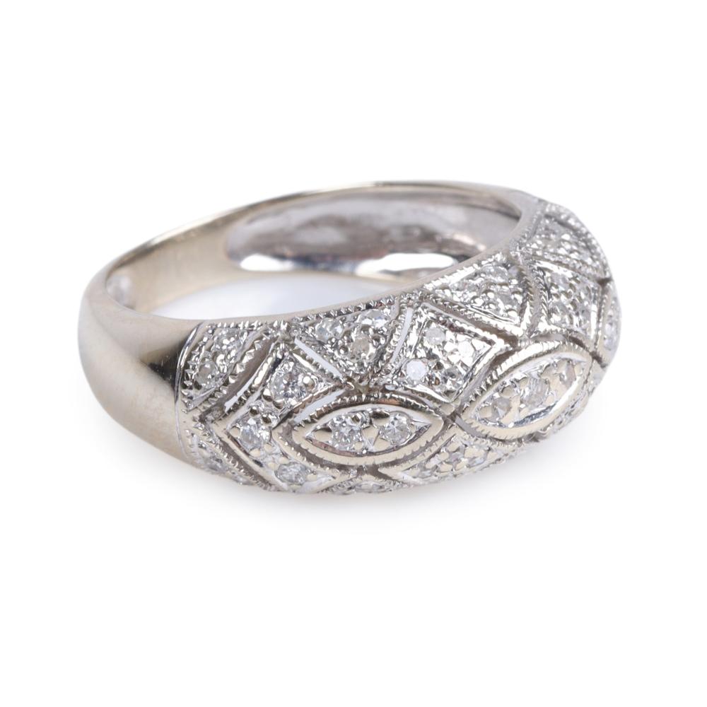 Appraisal: Estate Deco style K white gold and diamond pave domed