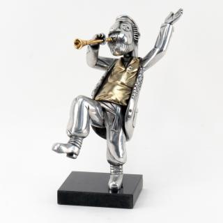 Appraisal: Frank Meisler Israel Limited Edition Pewter Hasidic Horn Player Sculpture