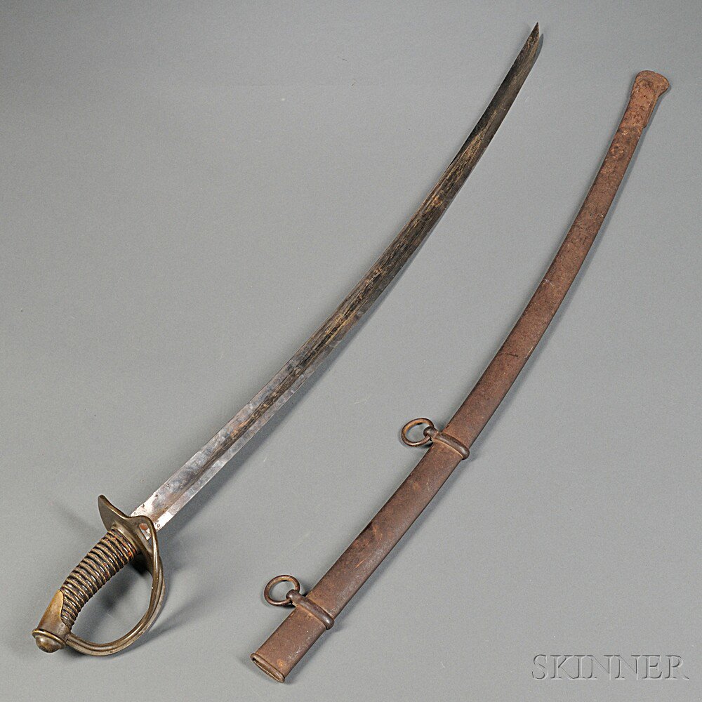 Appraisal: Model Cavalry Saber and Scabbard c mid- th century brass