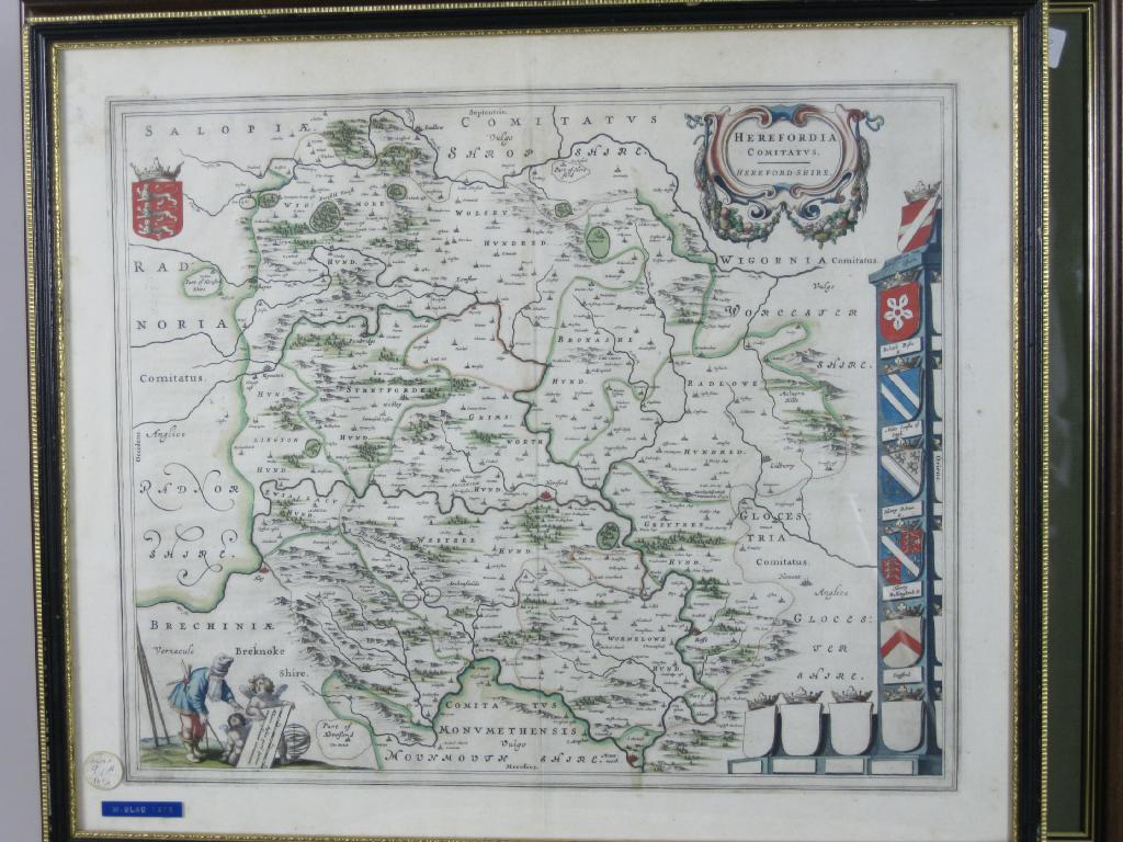 Appraisal: BLEAU An engraved map of Herefordshire coloured x in