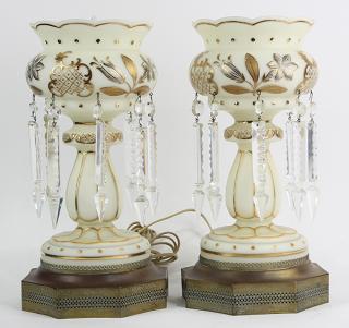 Appraisal: Pair of Victorian style mantle lustres mounted as table lamps