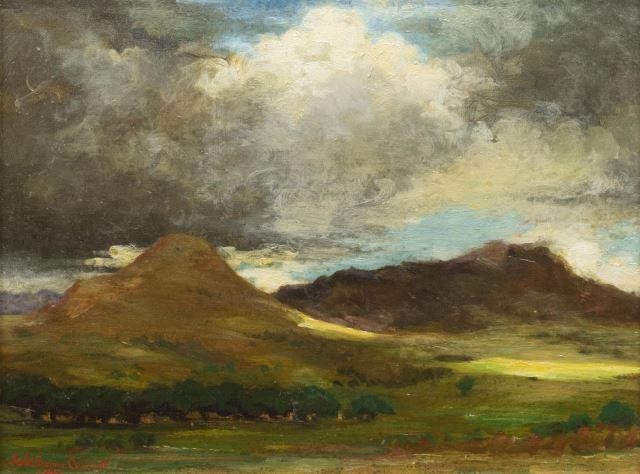 Appraisal: Framed oil on canvas painting Storm in the Davis Mountains