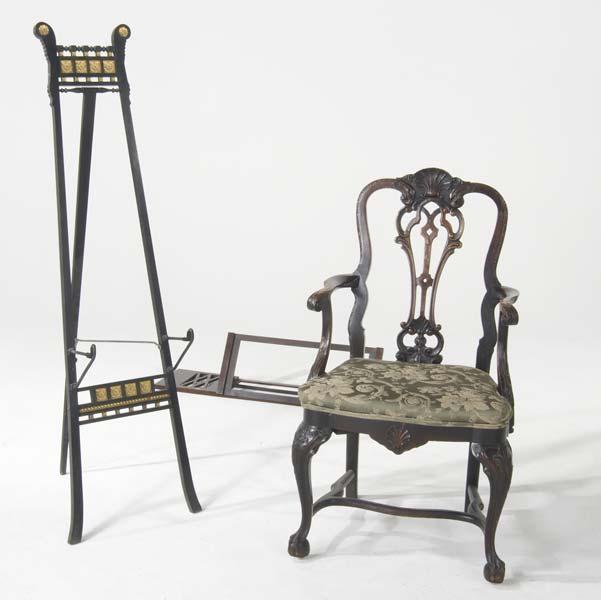 Appraisal: CHIPPENDALE STYLE Armchair with shell motif elaborately carved and pierced