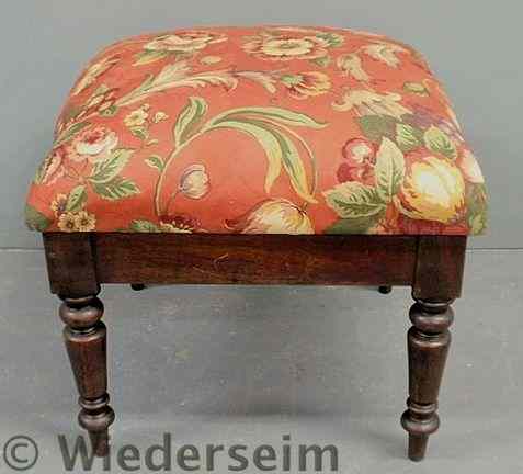 Appraisal: Sheraton walnut footstool early th c with turned legs h