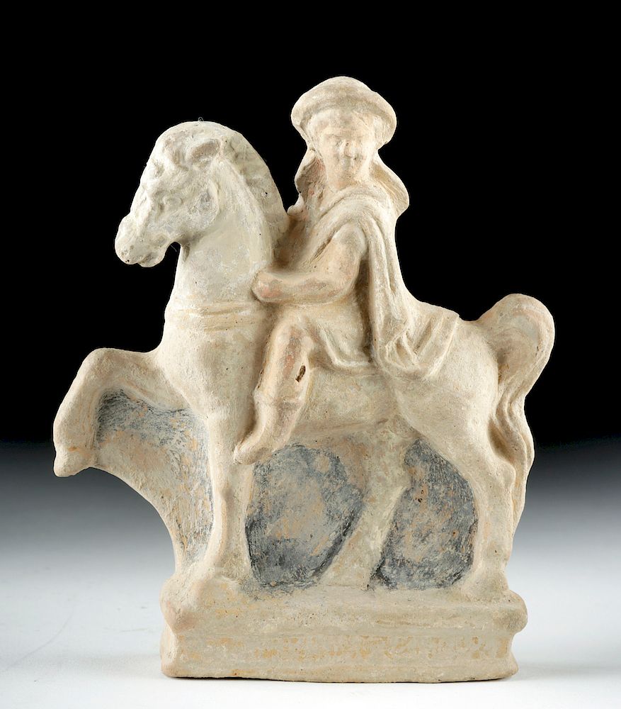 Appraisal: Roman Polychrome Terracotta Horse and Rider Roman Imperial Period ca