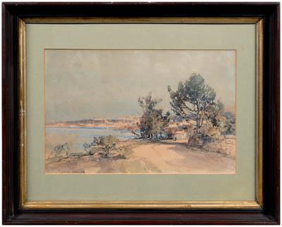 Appraisal: Prosper Louis Senat watercolor Pennsylvania - road along Coast of