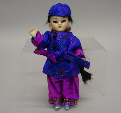 Appraisal: All bisque S H type Oriental doll Black sleep eyes