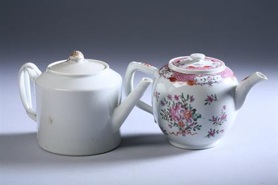 Appraisal: TWO CHINESE PORCELAIN TEAPOTS Qianlong period One globular-form with floral