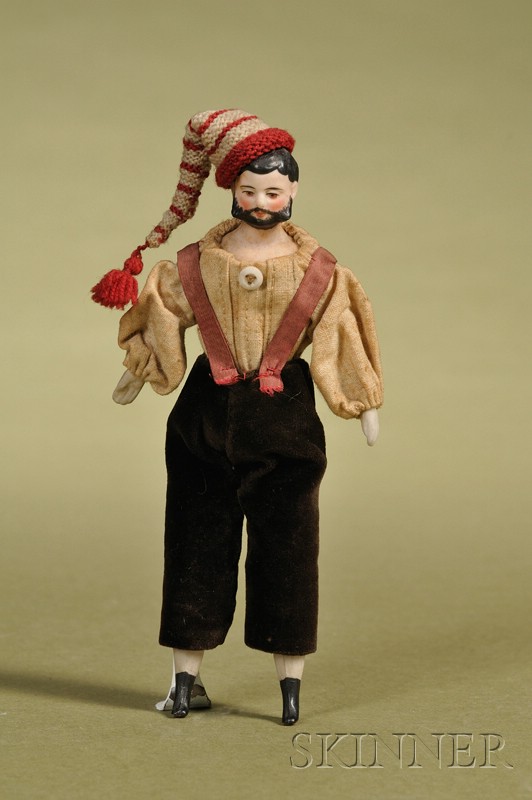 Appraisal: Dollhouse Doll Man with Molded Beard Germany c tinted bisque