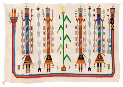 Appraisal: Navajo Yei pictorial rug central corn plant flanked by five