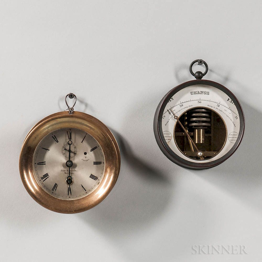 Appraisal: Ship's Clock and Barometer Ship's Clock and Barometer -in dia