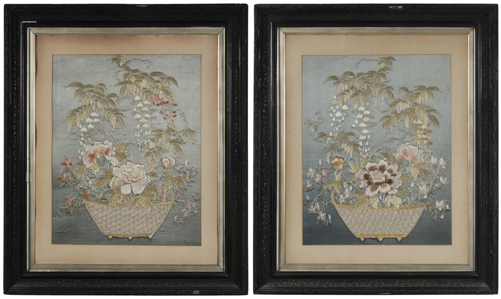 Appraisal: Chinese Needlework late th early th century silk on silk