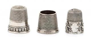 Appraisal: Three American Silver Thimbles Various Makers comprising an example with