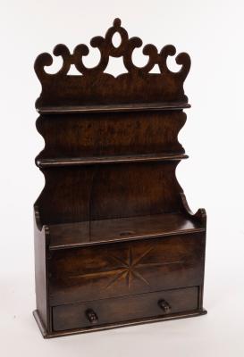 Appraisal: An th Century oak spoon rack with pierced surmount and