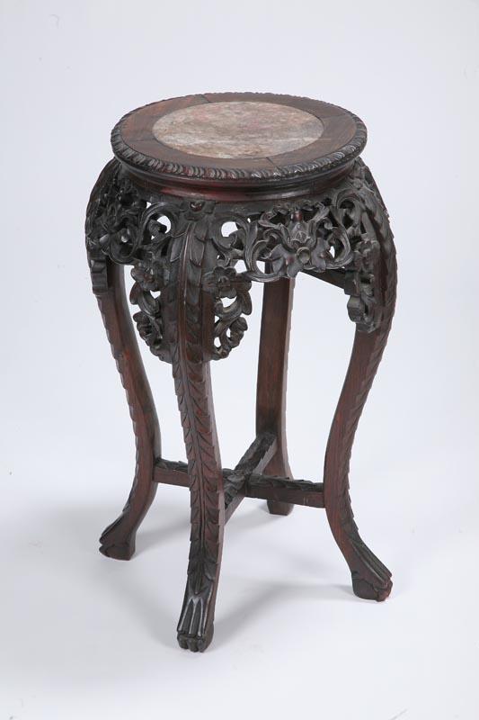 Appraisal: STAND China late th-early th century wood and marble Carved