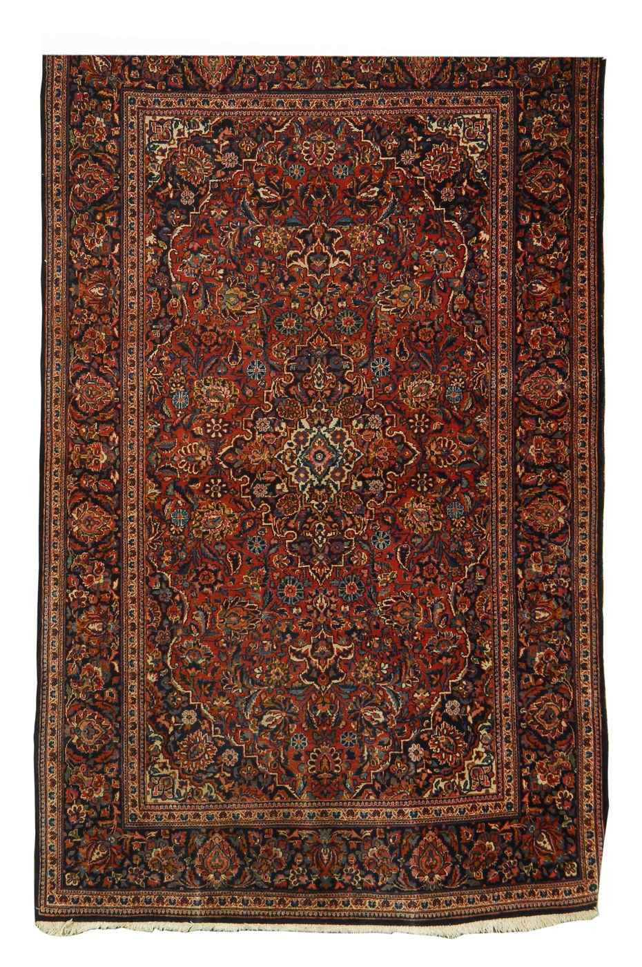 Appraisal: ORIENTAL RUG KESHAN ' x ' '' Central medallion of