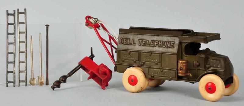 Appraisal: Cast Iron Hubley Bell Telephone Truck Toy Description American Large