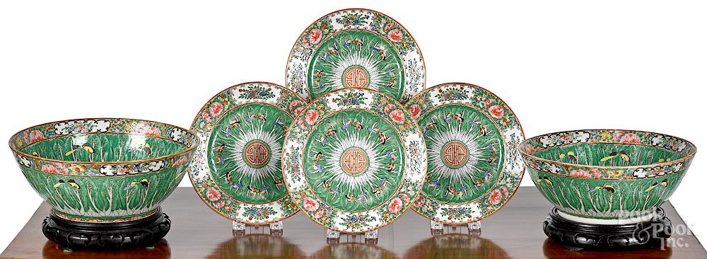 Appraisal: Chinese export porcelain bowls and plates Two Chinese export porcelain