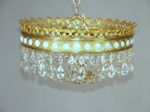 Appraisal: A th century gilt metal framed circular ceiling light fitted