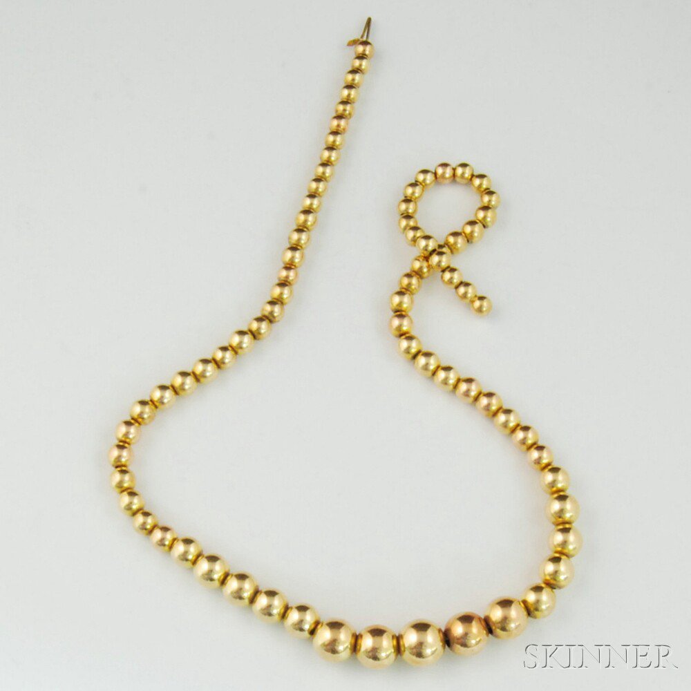 Appraisal: kt Gold Bead Necklace the gold beads graduating in size