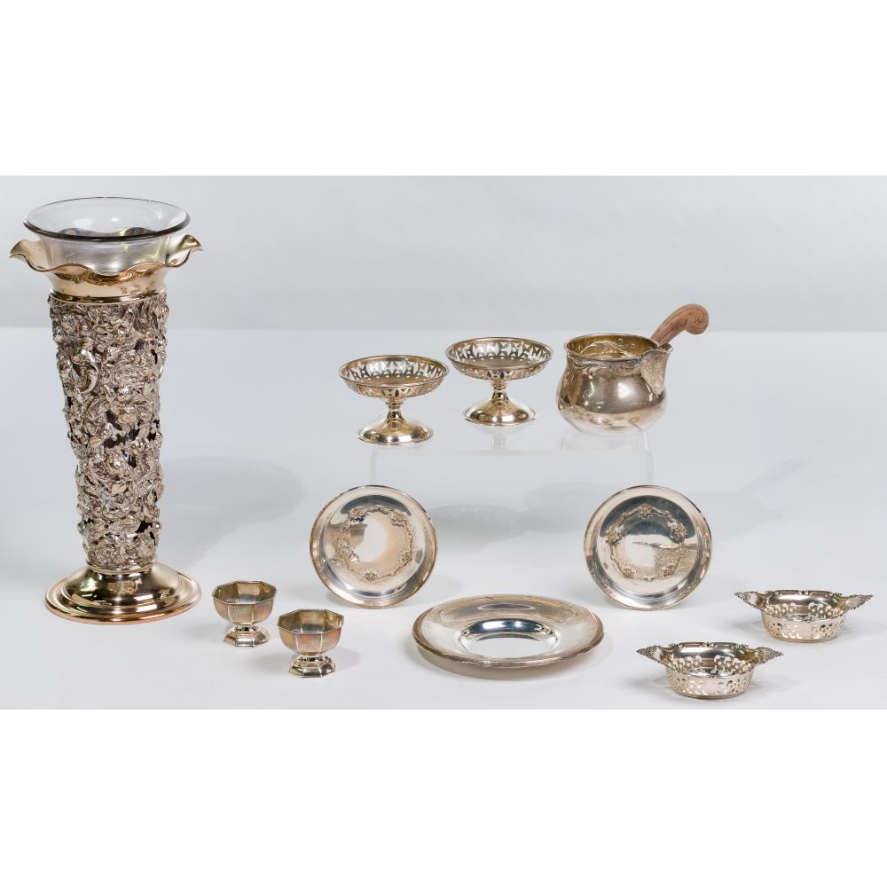 Appraisal: STERLING SILVER HOLLOWWARE ASSORTMENT items including coasters by Towle saucer