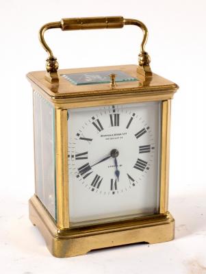 Appraisal: A French gilt brass hour repeat eight-day carriage clock in