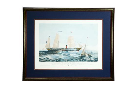 Appraisal: PRINT OF THE STEAMSHIP PRESIDENT Handcolored aquatint published by Ackermann