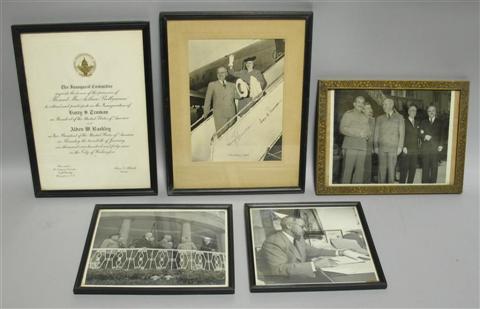 Appraisal: TWO SIGNED PHOTOGRAPHS OF HARRY TRUMAN The first of Truman