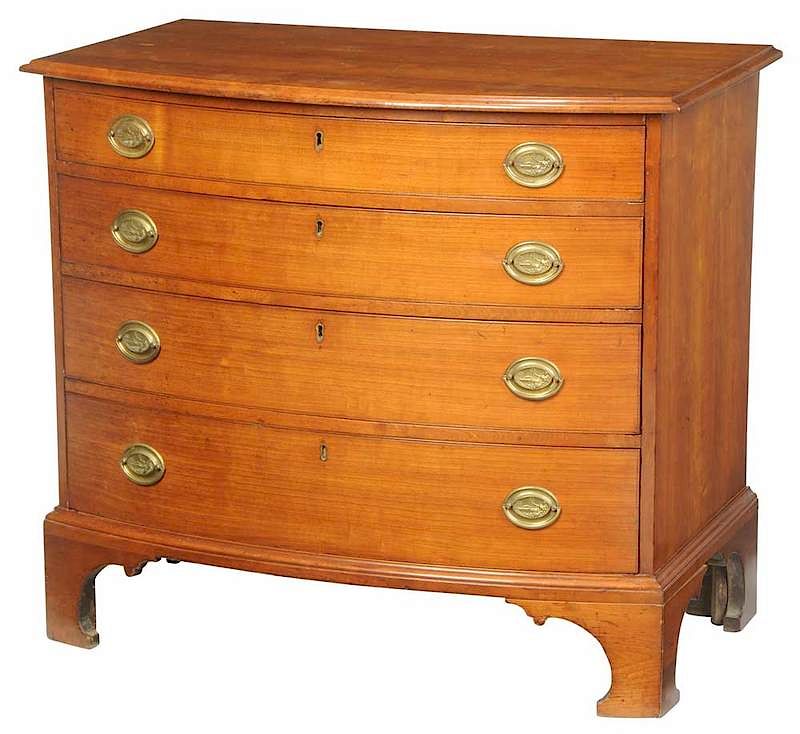 Appraisal: New England Federal Cherry Bowfront Chest - attributed to Nathan