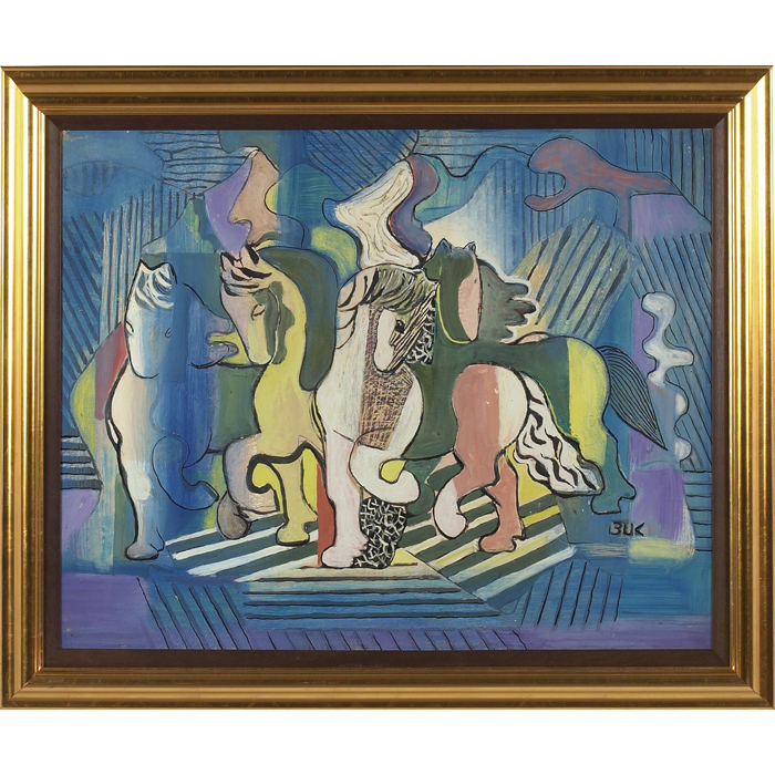 Appraisal: Eduard Buk Ulreich Abstract Composition with Horses c casein on