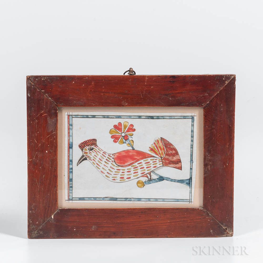 Appraisal: American School Mid- th Century Polychrome Bird on a Branch