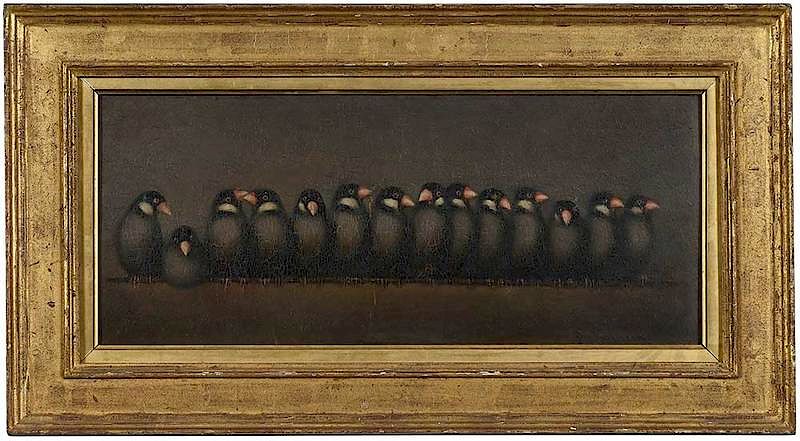 Appraisal: P Francia th century Row of Birds signed lower right