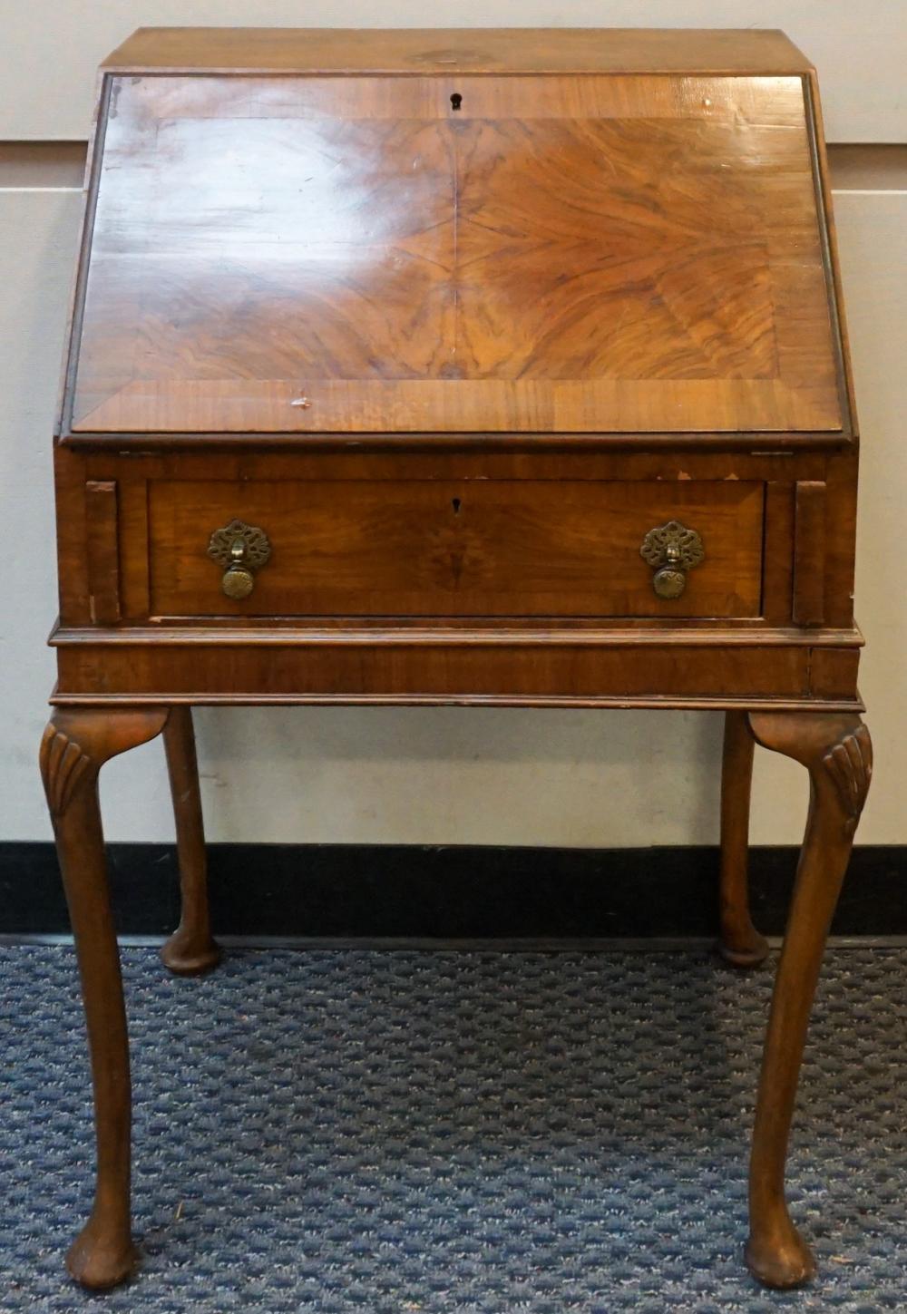 Appraisal: Georgian Style Burl Walnut Ladies' Slant Front Desk x x