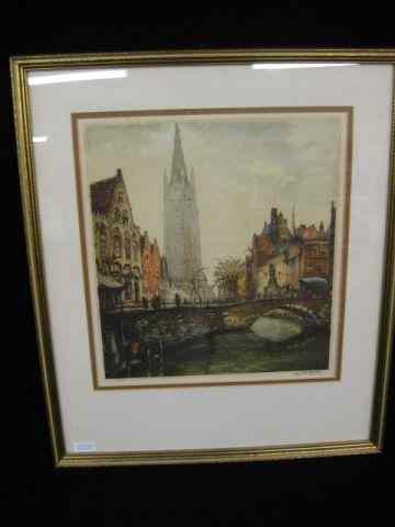 Appraisal: Alfred Van Neste Drypoint Etching listed Belgium artist - city