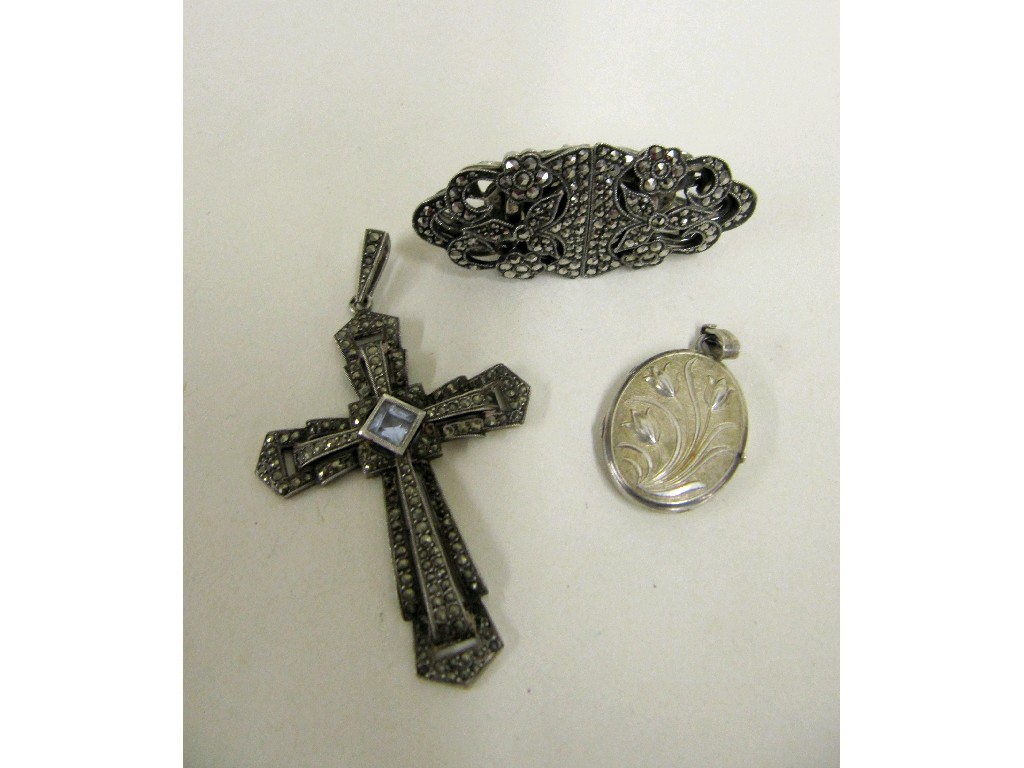 Appraisal: Lot comprising silver and marcasite dress clip silver and marcasite