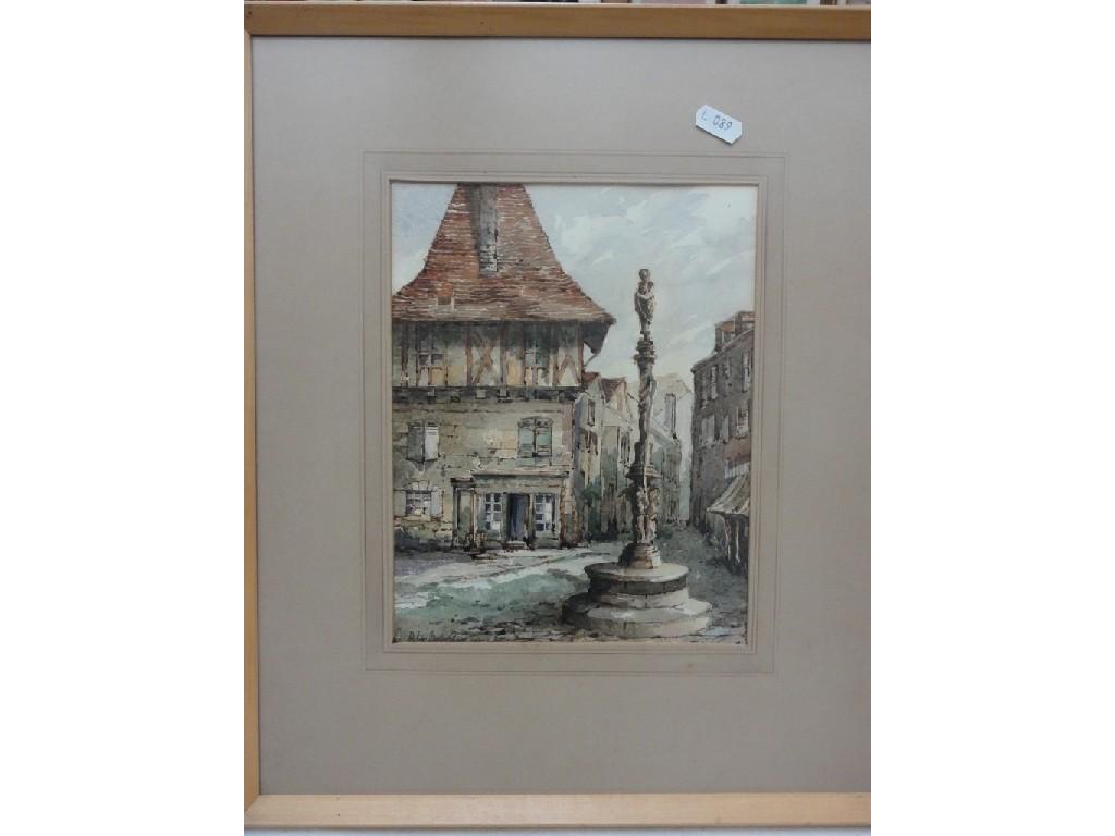 Appraisal: A watercolour of a continental street scene with red roofed